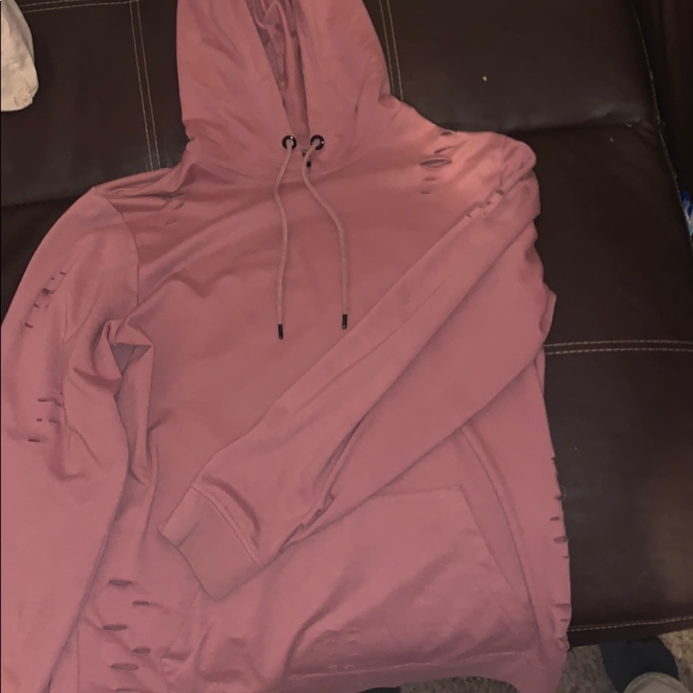 Pink ripped hoodie